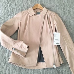 NWT Athleta Blush Leather Moto Sz XS Salt Flat Jkt